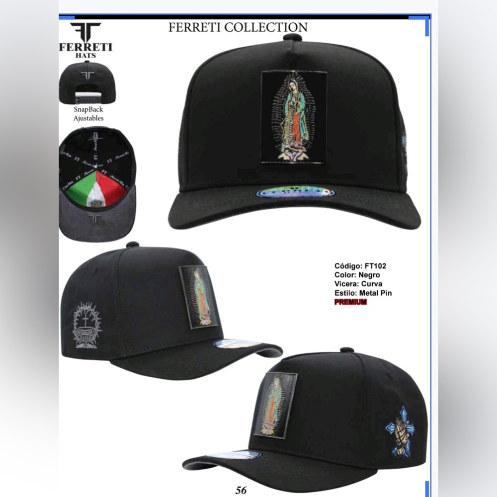 Black Snapback Hat with Religious Design